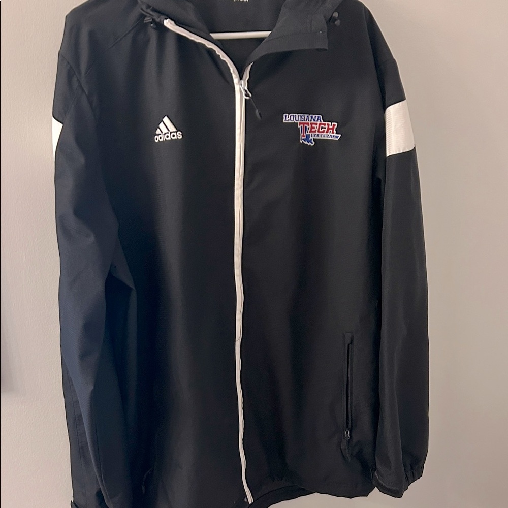 Louisiana Tech Baseball Adidas Black and White Men's Windbreaker